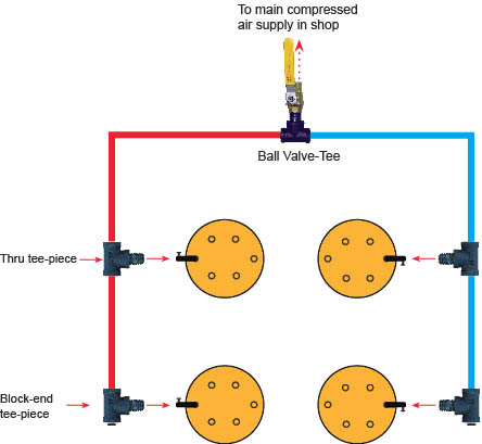 Sơ đồ kết nối của một bộ KIT đĩa đệm khí bề dày mỏng - Low profile air bearing system